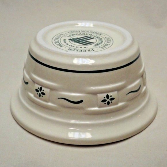 Longaberger Pottery Woven Traditions Heritage Green Small Covered Dish 1994 - Picture 7 of 11